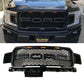 <transcy>Parrilla estilo Raptor con LED ámbar y letras negras para Ford F-150, 2018-2020</transcy>