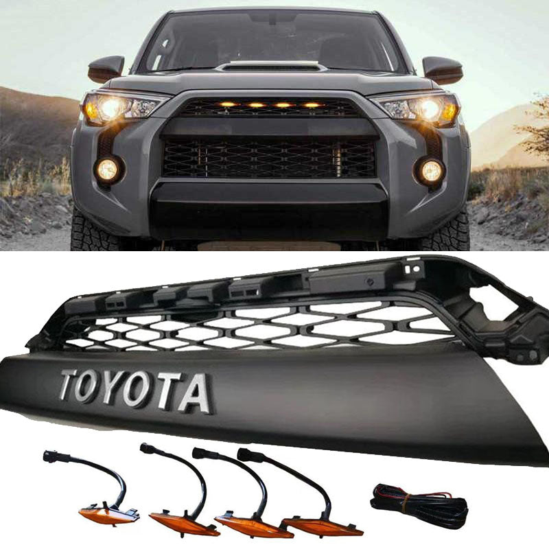 <transcy>Parrilla TRD Pro Style con letras y LED cromados (transparente, ámbar, tintado o oscurecido) para Toyota 4Runner 2014-2019, 5.a generación</transcy>