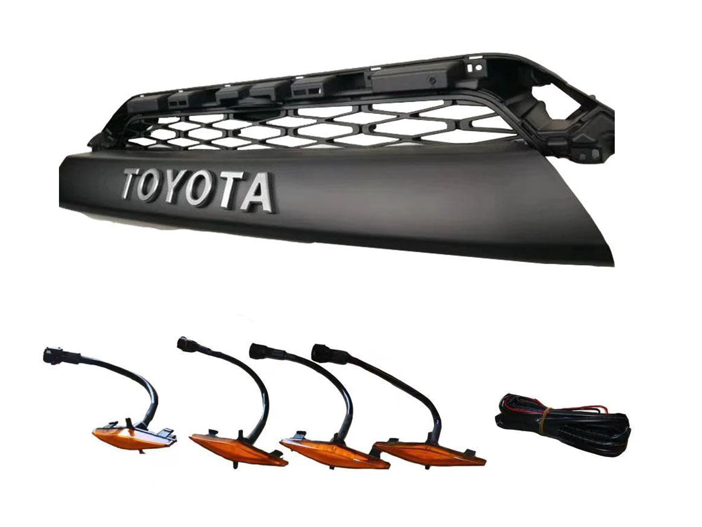 <transcy>Parrilla TRD Pro Style con letras y LED cromados (transparente, ámbar, tintado o oscurecido) para Toyota 4Runner 2014-2019, 5.a generación</transcy>