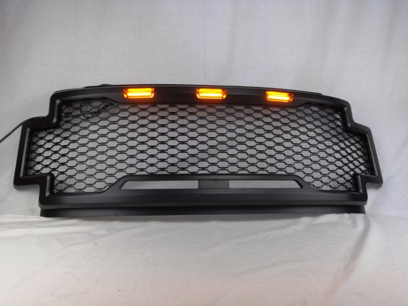 F-250 Raptor Style Grille w/Amber LEDs & Black Lettering - 2018-2020