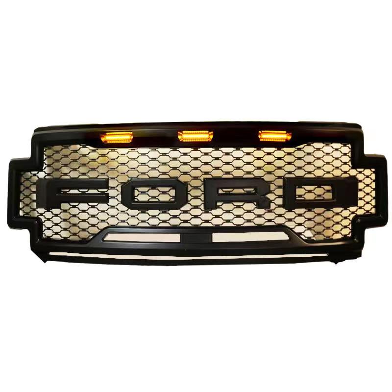 F-250 Raptor Style Grille w/Amber LEDs & Black Lettering - 2018-2020